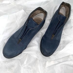 7.5 blue leather ARRAY ankle boots booties beautiful western boho gypsy cottage